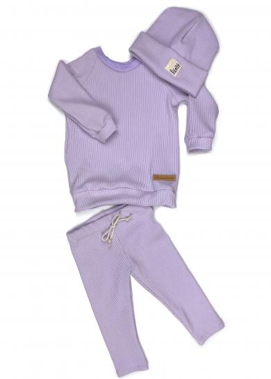 Outfit Rib Lavendel Dove Shirt + Leggings + Beanie 