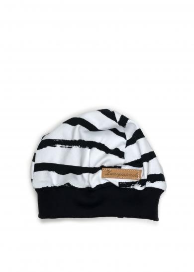 Bündchenmütze schwarz/weiß gestreift 