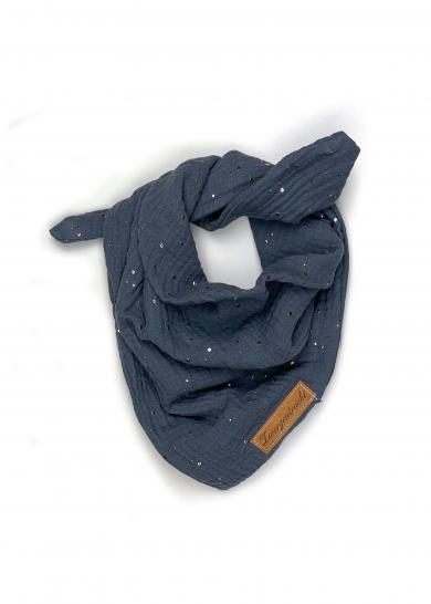 Musselintuch dunkelgrau goldene Punkte 