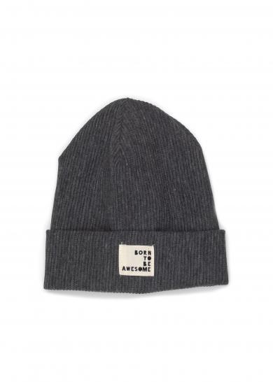 Rib Beanie grau meliert 