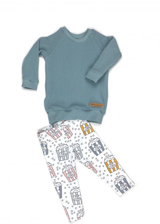 Outfit Rib darkmint & Popcorn, Shirt + Leggings 