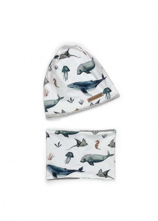 Set Beanie Loop Underwater Wale 