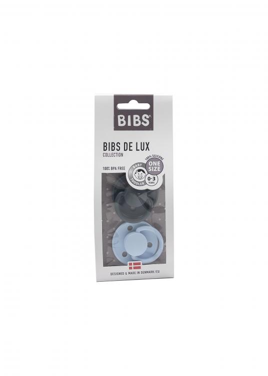 Bibs de Lux Iron & Baby Blue Silicone (0-36 Mon) 